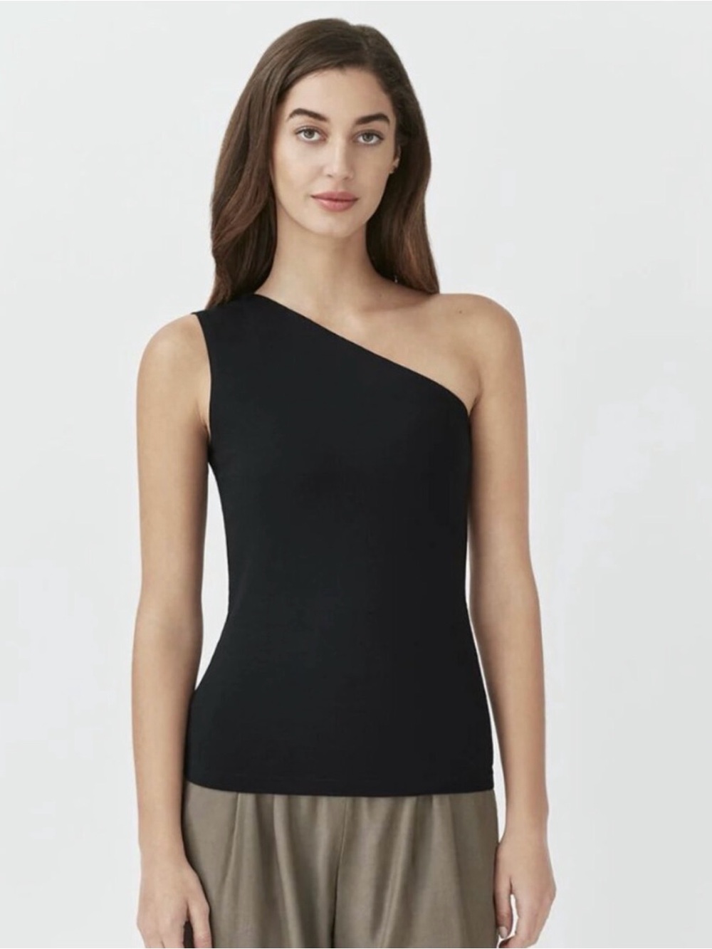 Cuyana Asymmetrical One-Shoulder Black Women’s Tank Top Size S
